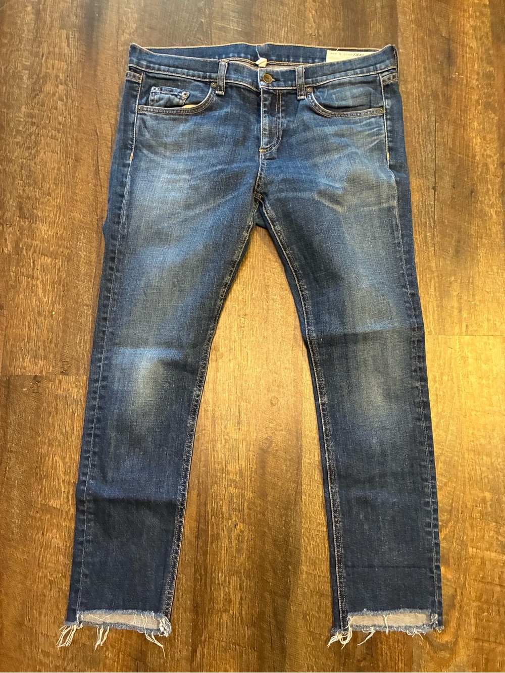 Rag & Bone The Dre Jeans Womens 29 Slim Boyfriend Raw Hem Distressed Blue